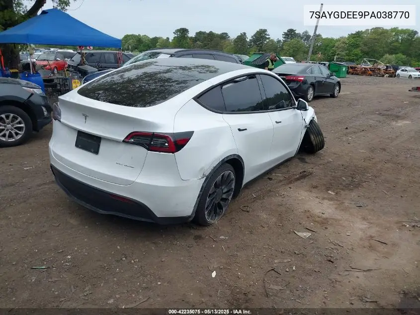 2023 Tesla Model Y Awd/Long Range Dual Motor All-Wheel Drive VIN: 7SAYGDEE9PA038770 Lot: 42235075