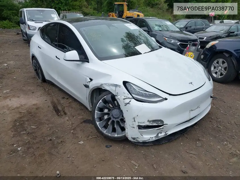 2023 Tesla Model Y Awd/Long Range Dual Motor All-Wheel Drive VIN: 7SAYGDEE9PA038770 Lot: 42235075