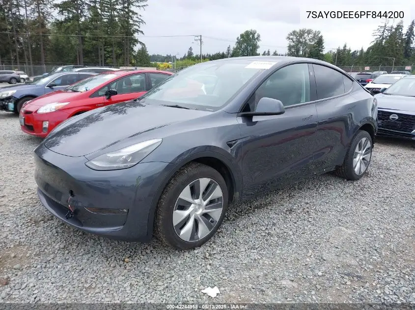 2023 Tesla Model Y Awd/Long Range Dual Motor All-Wheel Drive VIN: 7SAYGDEE6PF844200 Lot: 42244958