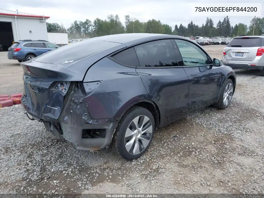 2023 Tesla Model Y Awd/Long Range Dual Motor All-Wheel Drive VIN: 7SAYGDEE6PF844200 Lot: 42244958