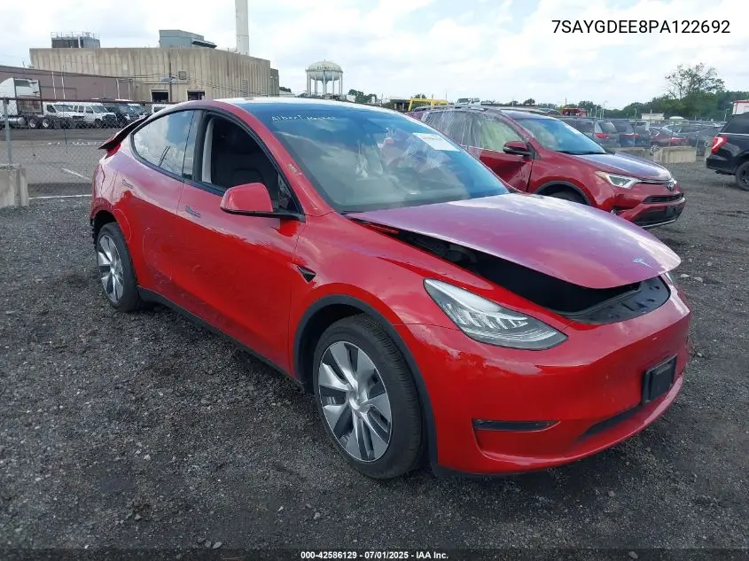 2023 Tesla Model Y Awd/Long Range Dual Motor All-Wheel Drive VIN: 7SAYGDEE8PA122692 Lot: 42586129