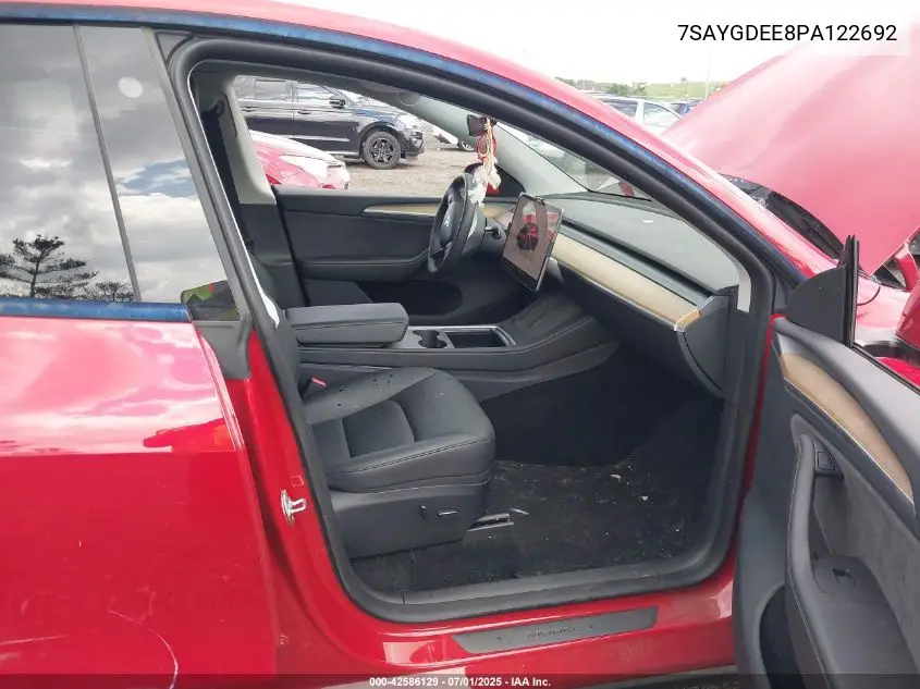2023 Tesla Model Y Awd/Long Range Dual Motor All-Wheel Drive VIN: 7SAYGDEE8PA122692 Lot: 42586129