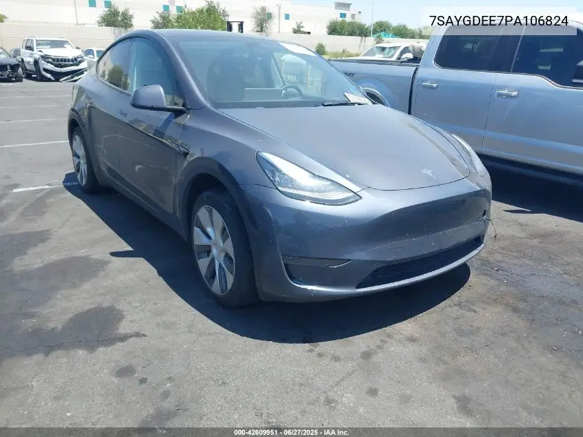 2023 Tesla Model Y Awd/Long Range Dual Motor All-Wheel Drive VIN: 7SAYGDEE7PA106824 Lot: 42609951