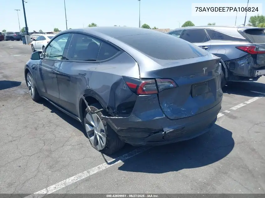 2023 Tesla Model Y Awd/Long Range Dual Motor All-Wheel Drive VIN: 7SAYGDEE7PA106824 Lot: 42609951