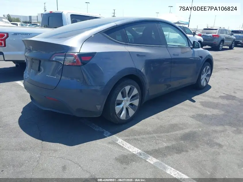 2023 Tesla Model Y Awd/Long Range Dual Motor All-Wheel Drive VIN: 7SAYGDEE7PA106824 Lot: 42609951