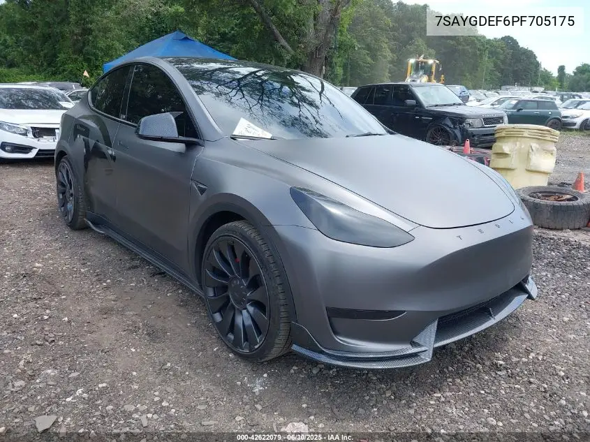2023 Tesla Model Y Performance Dual Motor All-Wheel Drive VIN: 7SAYGDEF6PF705175 Lot: 42622079