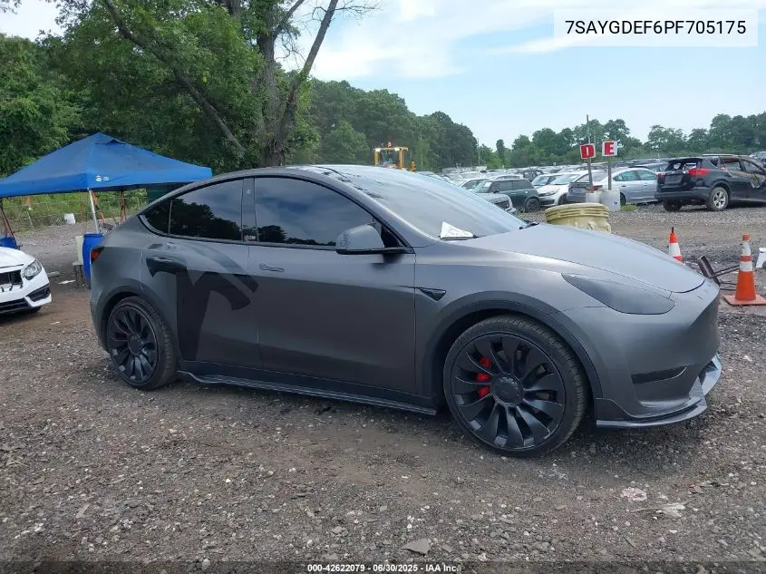 2023 Tesla Model Y Performance Dual Motor All-Wheel Drive VIN: 7SAYGDEF6PF705175 Lot: 42622079