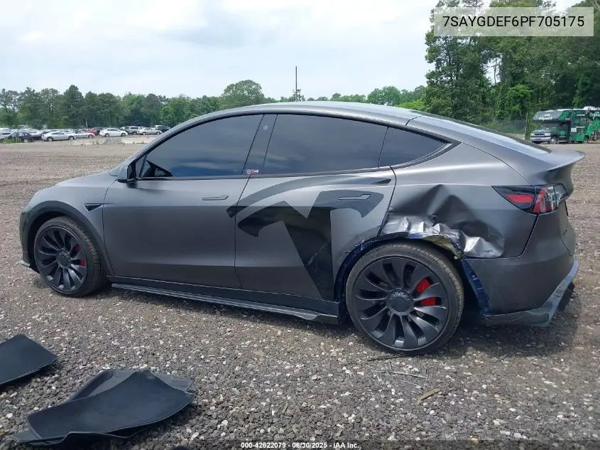 2023 Tesla Model Y Performance Dual Motor All-Wheel Drive VIN: 7SAYGDEF6PF705175 Lot: 42622079