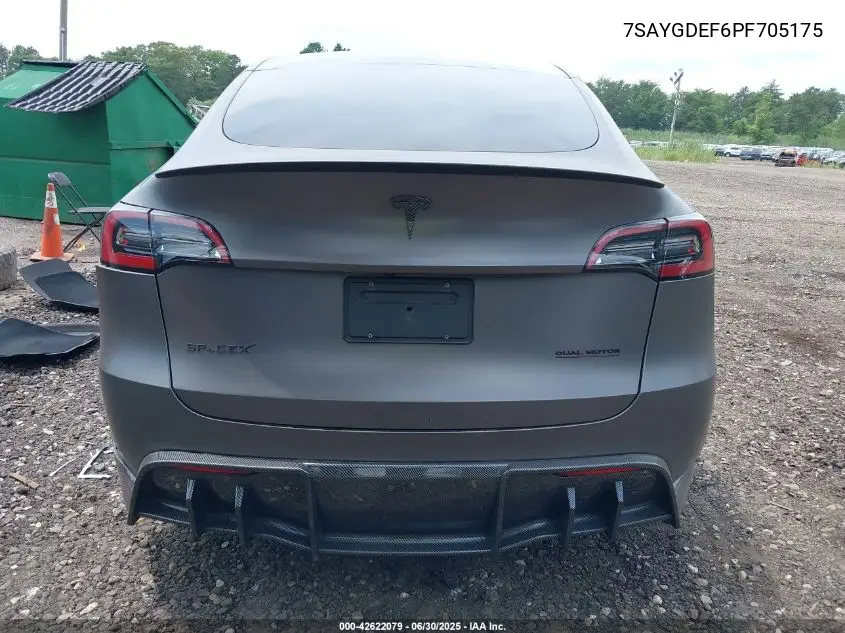 2023 Tesla Model Y Performance Dual Motor All-Wheel Drive VIN: 7SAYGDEF6PF705175 Lot: 42622079