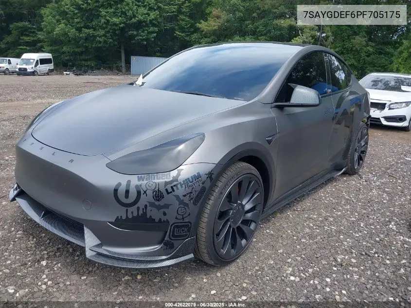 2023 Tesla Model Y Performance Dual Motor All-Wheel Drive VIN: 7SAYGDEF6PF705175 Lot: 42622079