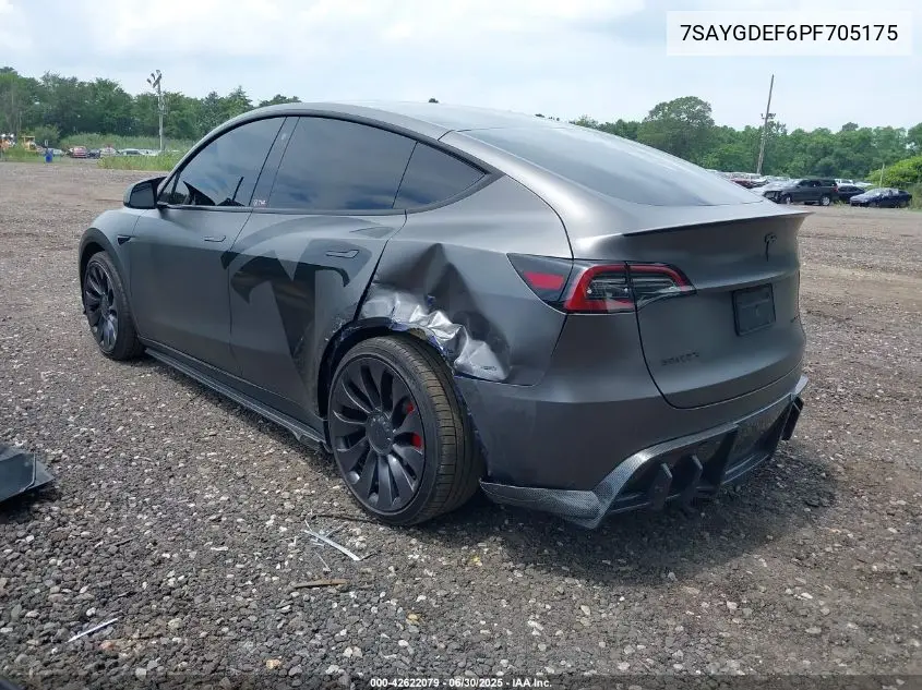 2023 Tesla Model Y Performance Dual Motor All-Wheel Drive VIN: 7SAYGDEF6PF705175 Lot: 42622079