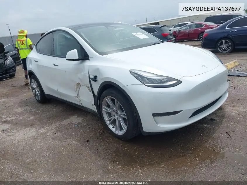 2023 Tesla Model Y Awd/Long Range Dual Motor All-Wheel Drive VIN: 7SAYGDEEXPA137677 Lot: 42625069