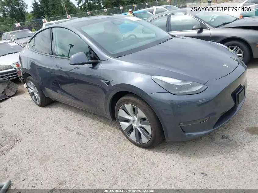 2023 Tesla Model Y Awd/Long Range Dual Motor All-Wheel Drive VIN: 7SAYGDEE3PF794436 Lot: 42750344