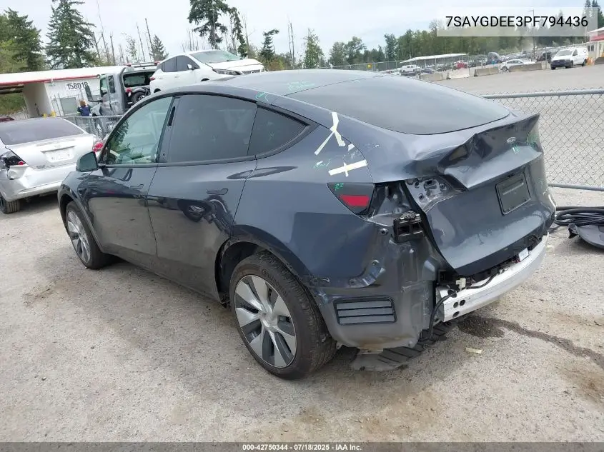 2023 Tesla Model Y Awd/Long Range Dual Motor All-Wheel Drive VIN: 7SAYGDEE3PF794436 Lot: 42750344