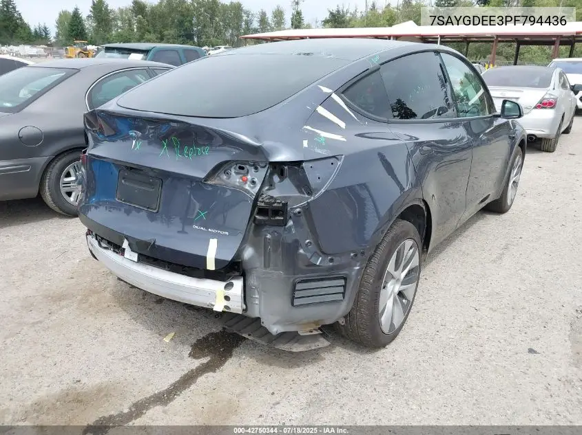 2023 Tesla Model Y Awd/Long Range Dual Motor All-Wheel Drive VIN: 7SAYGDEE3PF794436 Lot: 42750344