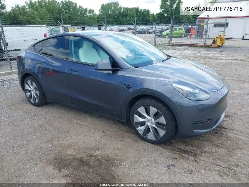 2023 Tesla Model Y Awd/Long Range Dual Motor All-Wheel Drive VIN: 7SAYGAEE7PF776715 Lot: 42764851