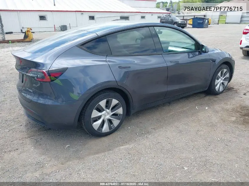 2023 Tesla Model Y Awd/Long Range Dual Motor All-Wheel Drive VIN: 7SAYGAEE7PF776715 Lot: 42764851