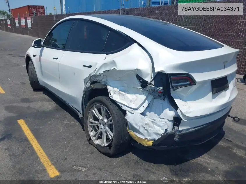 2023 Tesla Model Y Awd/Long Range Dual Motor All-Wheel Drive VIN: 7SAYGDEE8PA034371 Lot: 42765729