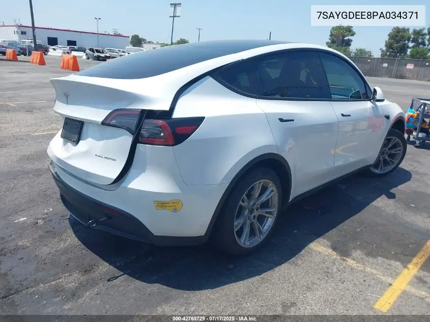 2023 Tesla Model Y Awd/Long Range Dual Motor All-Wheel Drive VIN: 7SAYGDEE8PA034371 Lot: 42765729