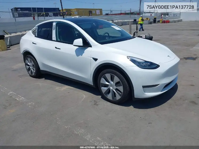 2023 Tesla Model Y Awd/Long Range Dual Motor All-Wheel Drive VIN: 7SAYGDEE1PA137728 Lot: 42767608