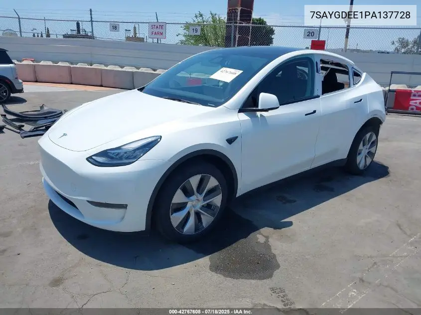 2023 Tesla Model Y Awd/Long Range Dual Motor All-Wheel Drive VIN: 7SAYGDEE1PA137728 Lot: 42767608