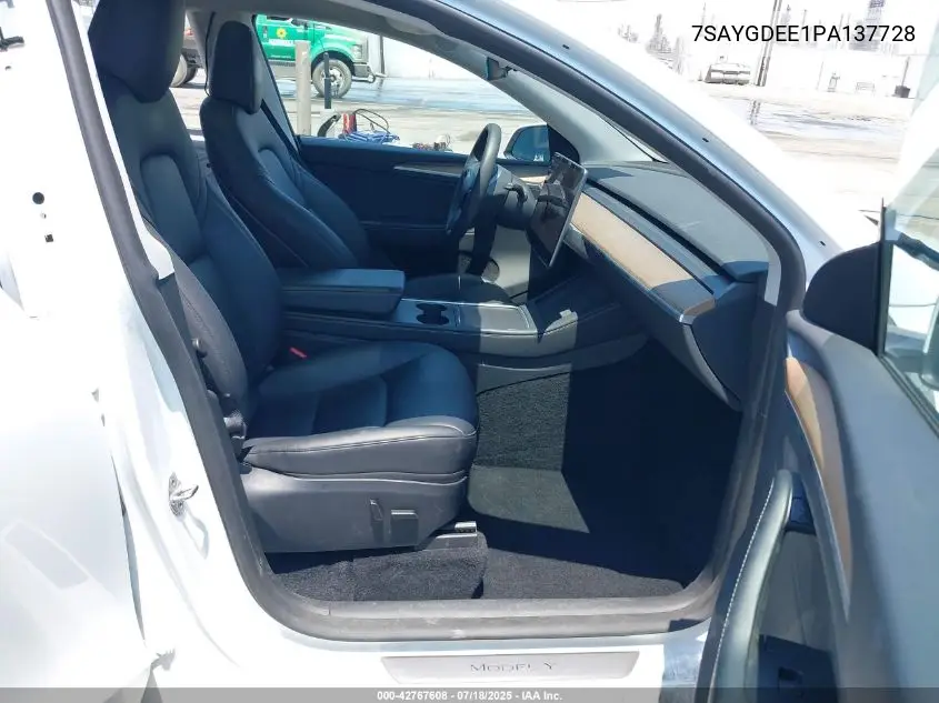 2023 Tesla Model Y Awd/Long Range Dual Motor All-Wheel Drive VIN: 7SAYGDEE1PA137728 Lot: 42767608