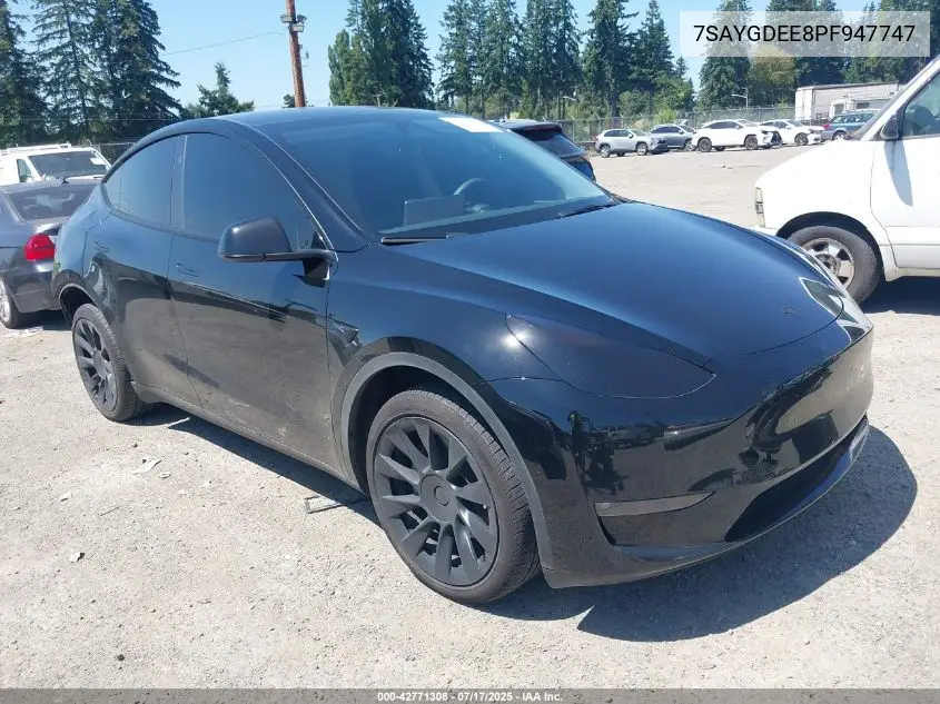2023 Tesla Model Y Awd/Long Range Dual Motor All-Wheel Drive VIN: 7SAYGDEE8PF947747 Lot: 42771308