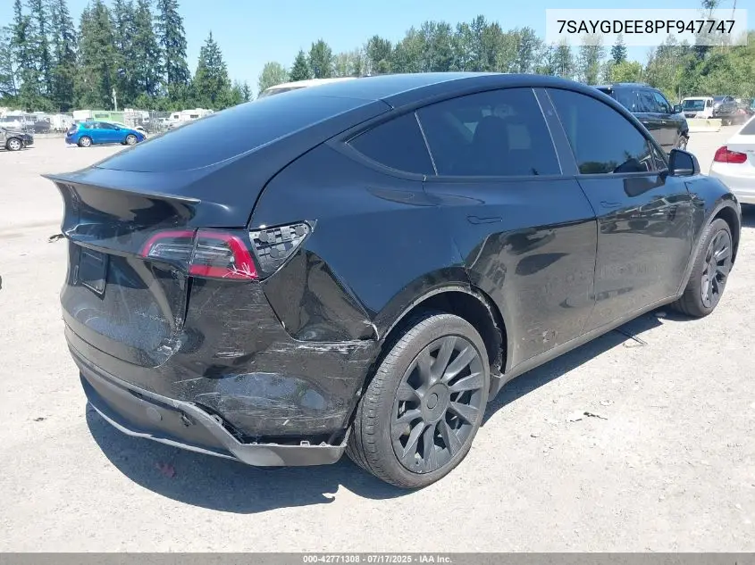 2023 Tesla Model Y Awd/Long Range Dual Motor All-Wheel Drive VIN: 7SAYGDEE8PF947747 Lot: 42771308