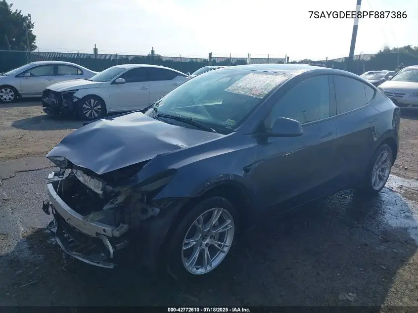 2023 Tesla Model Y Awd/Long Range Dual Motor All-Wheel Drive VIN: 7SAYGDEE8PF887386 Lot: 42772610