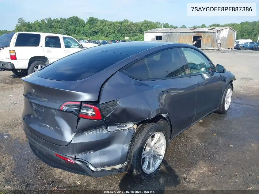 2023 Tesla Model Y Awd/Long Range Dual Motor All-Wheel Drive VIN: 7SAYGDEE8PF887386 Lot: 42772610