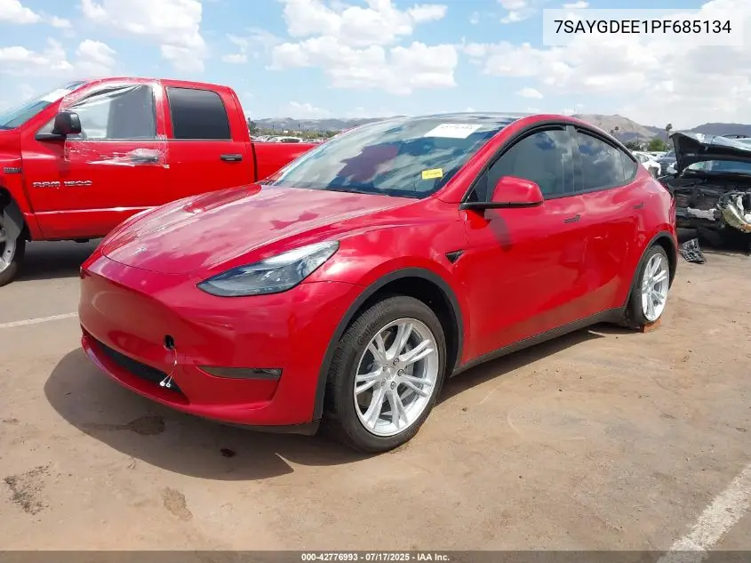 2023 Tesla Model Y Awd/Long Range Dual Motor All-Wheel Drive VIN: 7SAYGDEE1PF685134 Lot: 42776993