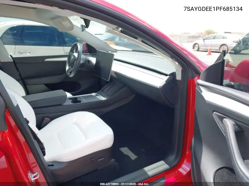 2023 Tesla Model Y Awd/Long Range Dual Motor All-Wheel Drive VIN: 7SAYGDEE1PF685134 Lot: 42776993