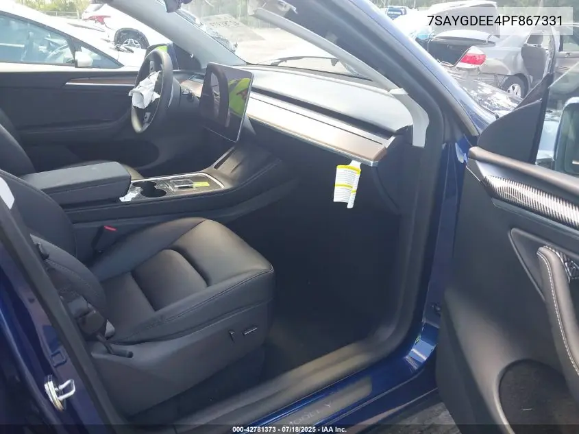 2023 Tesla Model Y Awd/Long Range Dual Motor All-Wheel Drive VIN: 7SAYGDEE4PF867331 Lot: 42781373