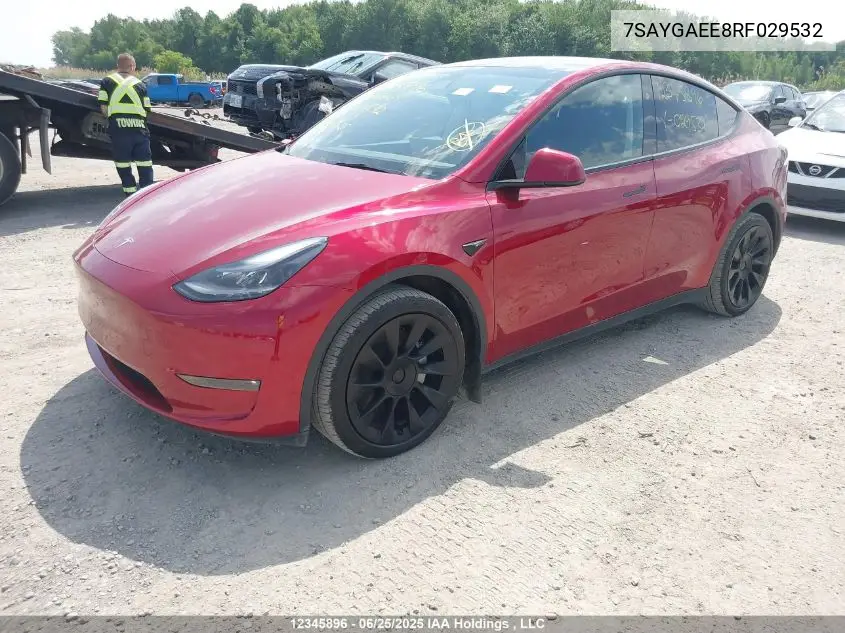 2024 Tesla Model Y Long Range VIN: 7SAYGAEE8RF029532 Lot: 12345896