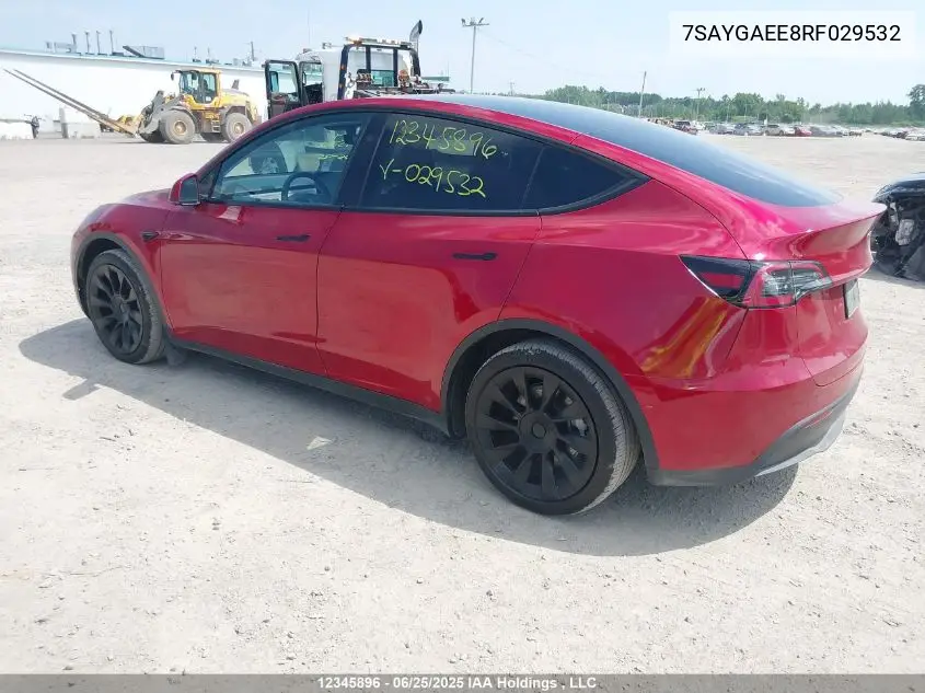 2024 Tesla Model Y Long Range VIN: 7SAYGAEE8RF029532 Lot: 12345896