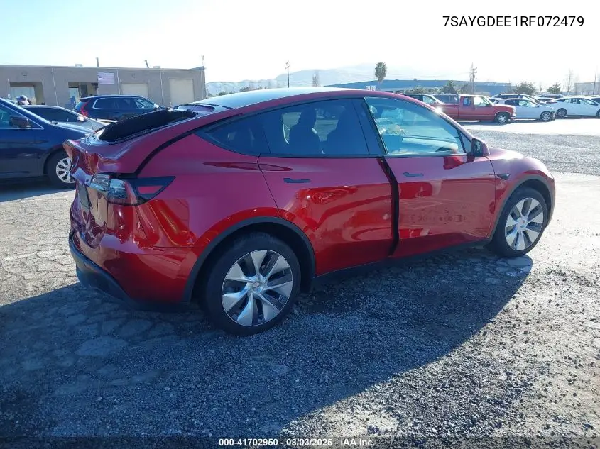 2024 Tesla Model Y Long Range Dual Motor All-Wheel Drive VIN: 7SAYGDEE1RF072479 Lot: 41702950