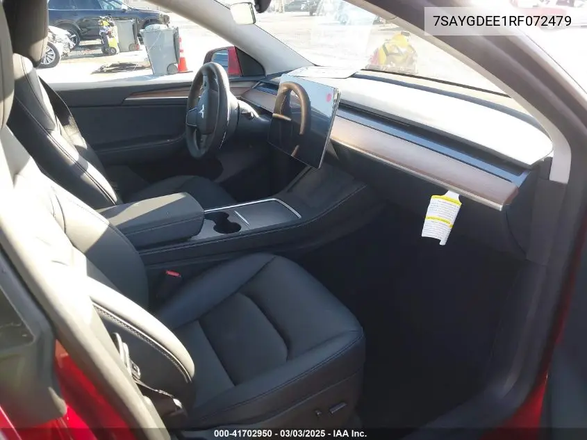 2024 Tesla Model Y Long Range Dual Motor All-Wheel Drive VIN: 7SAYGDEE1RF072479 Lot: 41702950