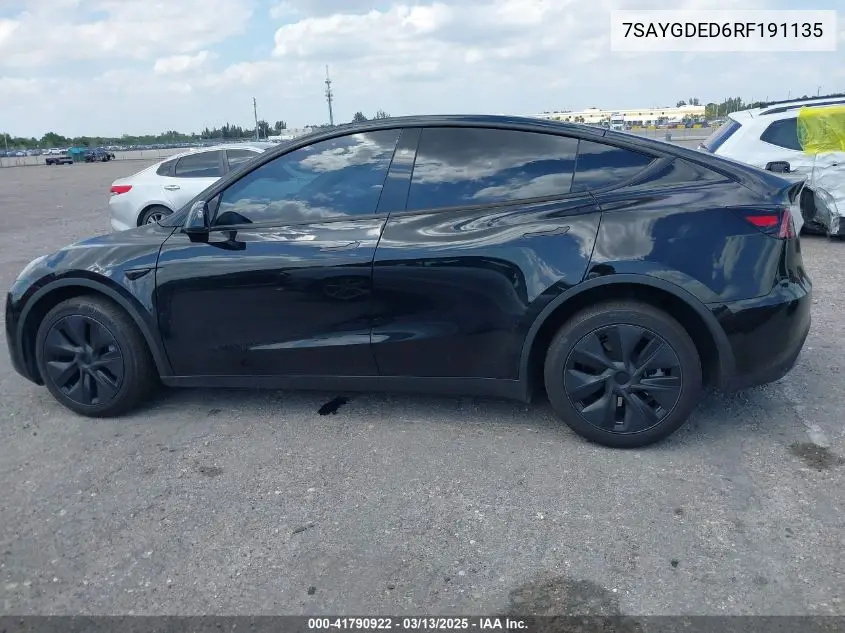 2024 Tesla Model Y Long Range Dual Motor All-Wheel Drive/Rwd VIN: 7SAYGDED6RF191135 Lot: 41790922
