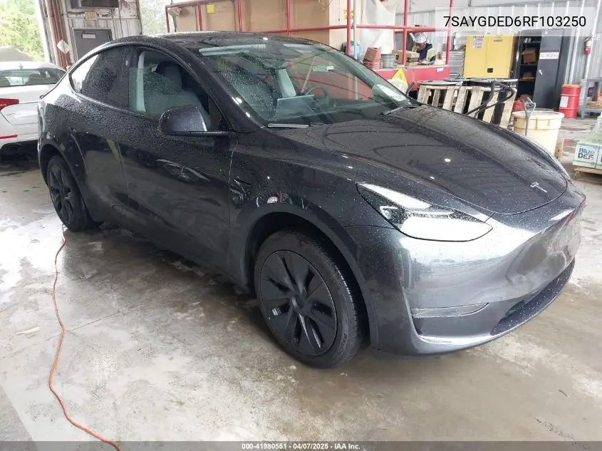 2024 Tesla Model Y Long Range Dual Motor All-Wheel Drive/Rwd VIN: 7SAYGDED6RF103250 Lot: 41980551