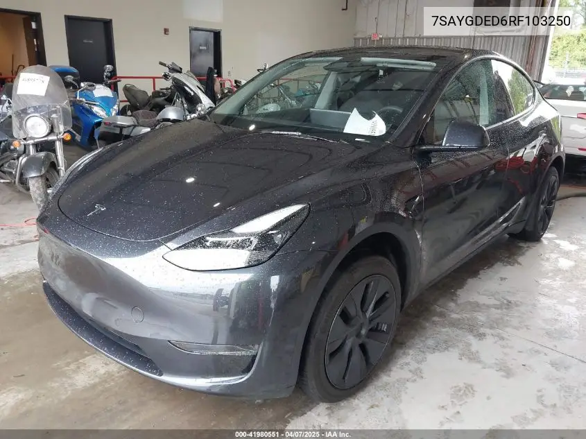 2024 Tesla Model Y Long Range Dual Motor All-Wheel Drive/Rwd VIN: 7SAYGDED6RF103250 Lot: 41980551