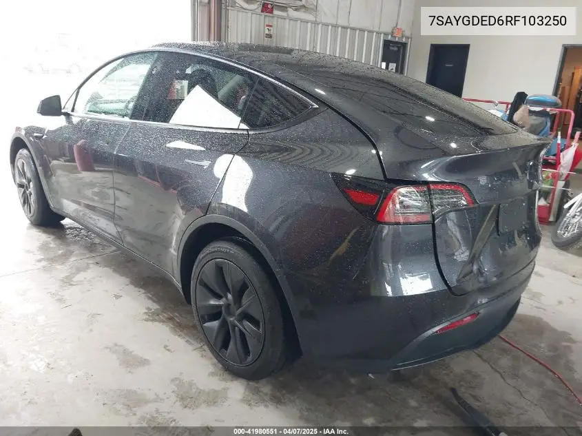 2024 Tesla Model Y Long Range Dual Motor All-Wheel Drive/Rwd VIN: 7SAYGDED6RF103250 Lot: 41980551
