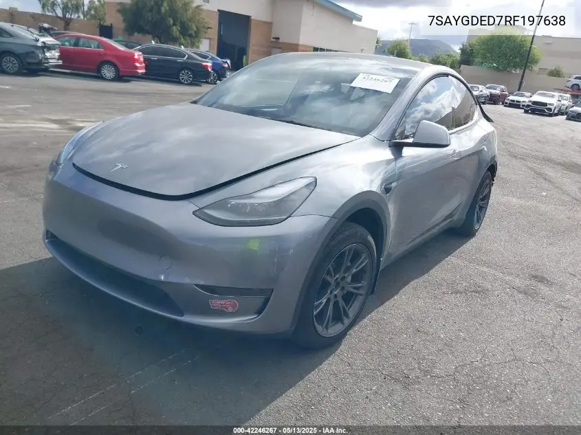 2024 Tesla Model Y Long Range Dual Motor All-Wheel Drive/Rwd VIN: 7SAYGDED7RF197638 Lot: 42246267