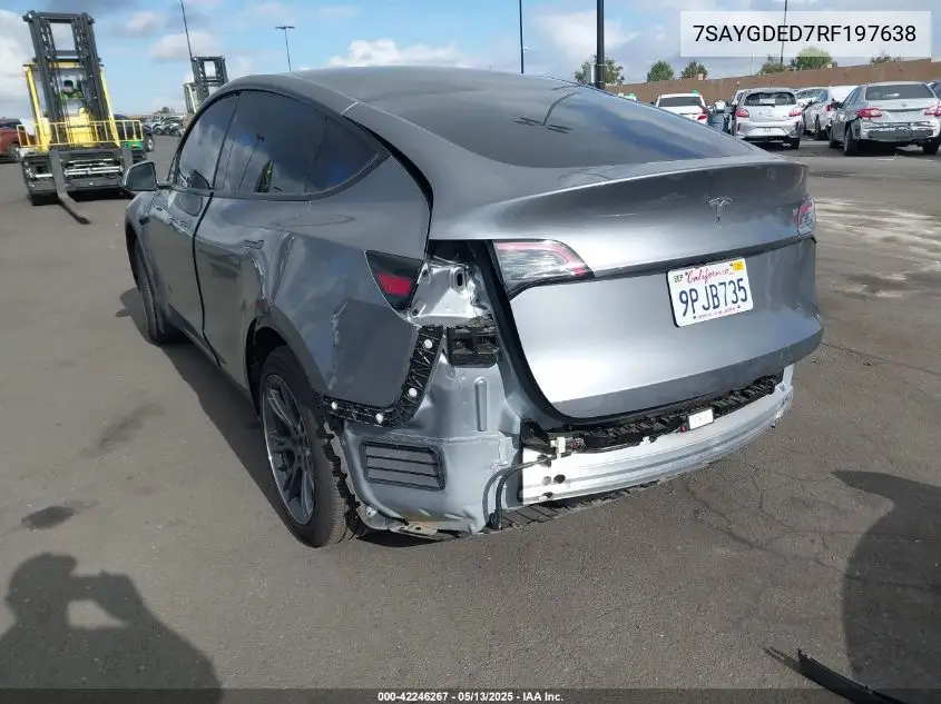 2024 Tesla Model Y Long Range Dual Motor All-Wheel Drive/Rwd VIN: 7SAYGDED7RF197638 Lot: 42246267