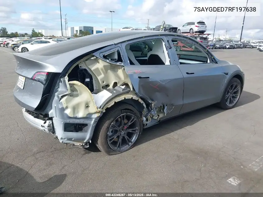 2024 Tesla Model Y Long Range Dual Motor All-Wheel Drive/Rwd VIN: 7SAYGDED7RF197638 Lot: 42246267