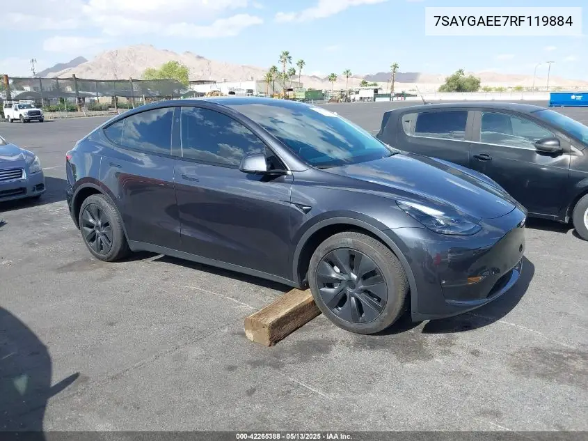 2024 Tesla Model Y Long Range Dual Motor All-Wheel Drive VIN: 7SAYGAEE7RF119884 Lot: 42265388
