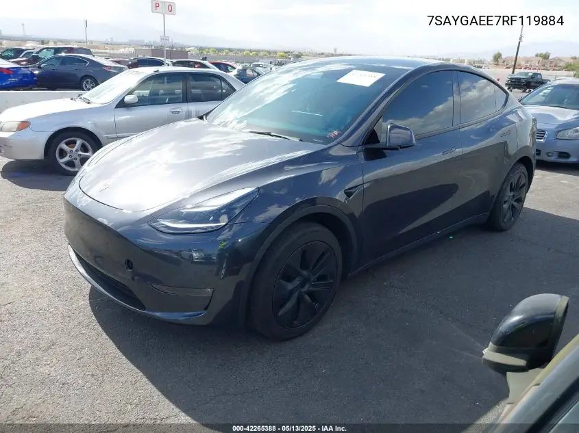 2024 Tesla Model Y Long Range Dual Motor All-Wheel Drive VIN: 7SAYGAEE7RF119884 Lot: 42265388