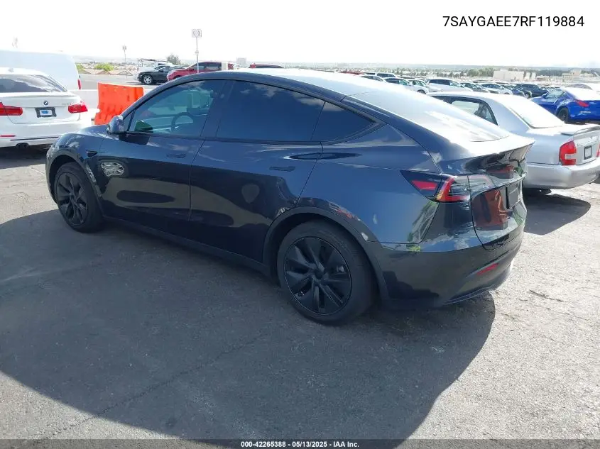2024 Tesla Model Y Long Range Dual Motor All-Wheel Drive VIN: 7SAYGAEE7RF119884 Lot: 42265388