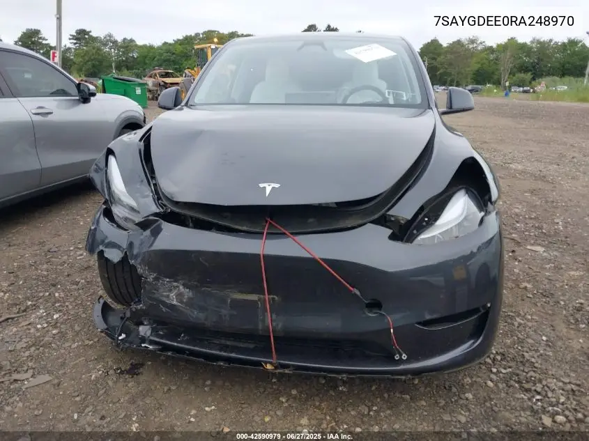 2024 Tesla Model Y Long Range Dual Motor All-Wheel Drive VIN: 7SAYGDEE0RA248970 Lot: 42590979