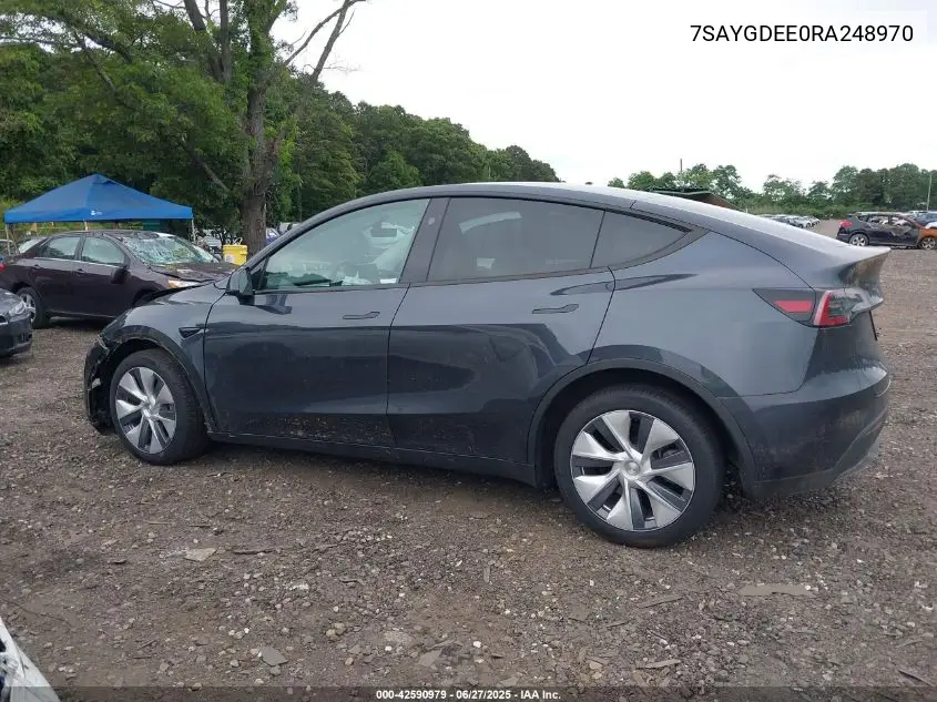 2024 Tesla Model Y Long Range Dual Motor All-Wheel Drive VIN: 7SAYGDEE0RA248970 Lot: 42590979
