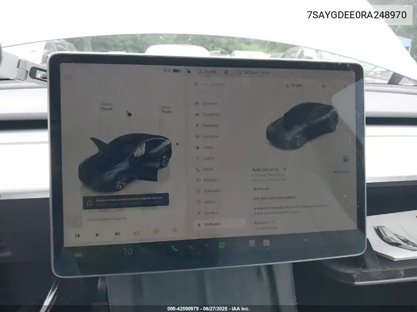 2024 Tesla Model Y Long Range Dual Motor All-Wheel Drive VIN: 7SAYGDEE0RA248970 Lot: 42590979